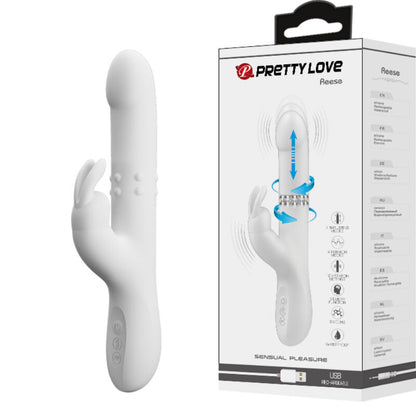 PRETTY LOVE - VIBROMASSEUR RABBIT REESE ROTATIF ARGENTÉE