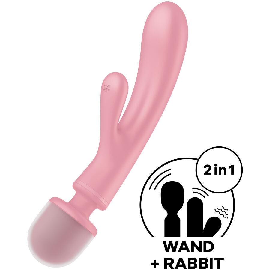 SATISFYER - MASSEUR VIBROMASSEUR RABBIT TRIPLE LOVER ROSE