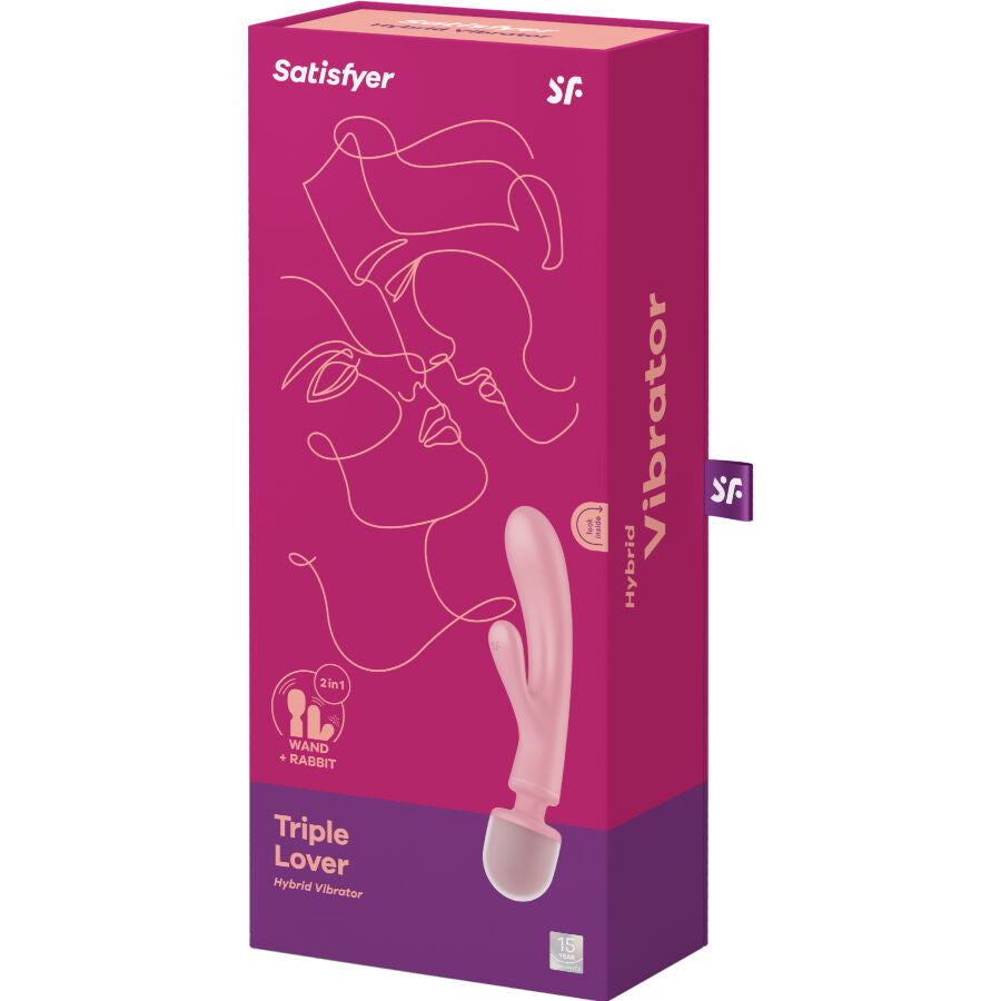 SATISFYER - MASSEUR VIBROMASSEUR RABBIT TRIPLE LOVER ROSE