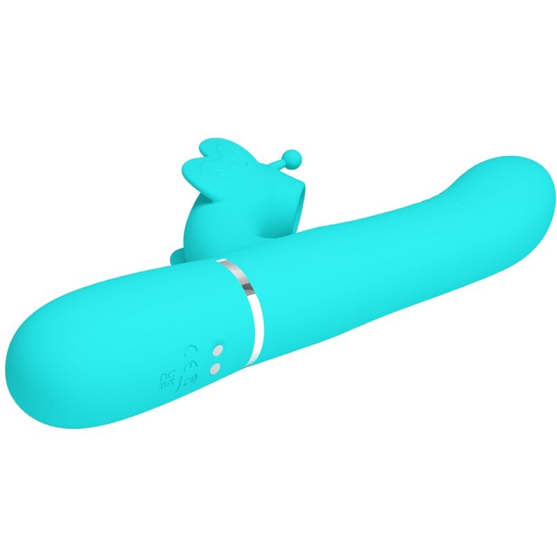 PRETTY LOVE - VIBROMASSEUR RABBIT MULTIFONCTION  4 EN 1 PAPILLON AQUA VERT