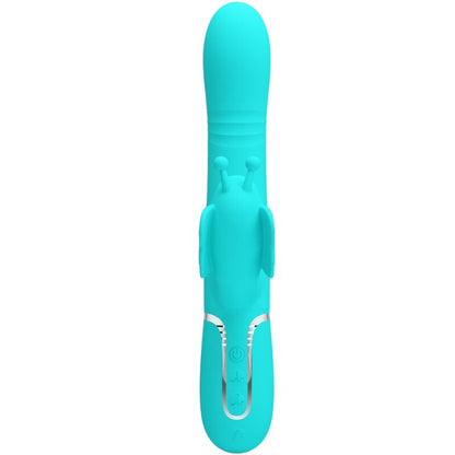 PRETTY LOVE - VIBROMASSEUR RABBIT MULTIFONCTION  4 EN 1 PAPILLON AQUA VERT