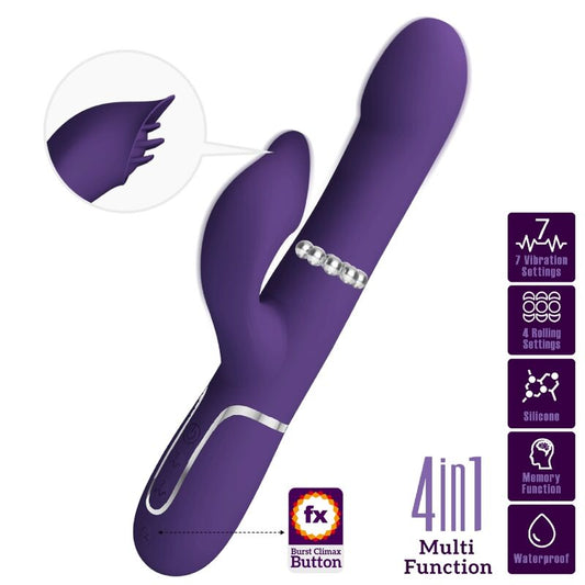 PRETTY LOVE - ZALIN PERLES VIBROMASSEUR RABBIT 4 EN 1 VIOLET