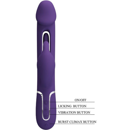 PRETTY LOVE - VIBROMASSEUR RABBIT 3 EN 1 KAMPAS  AVEC LANGUE VIOLET