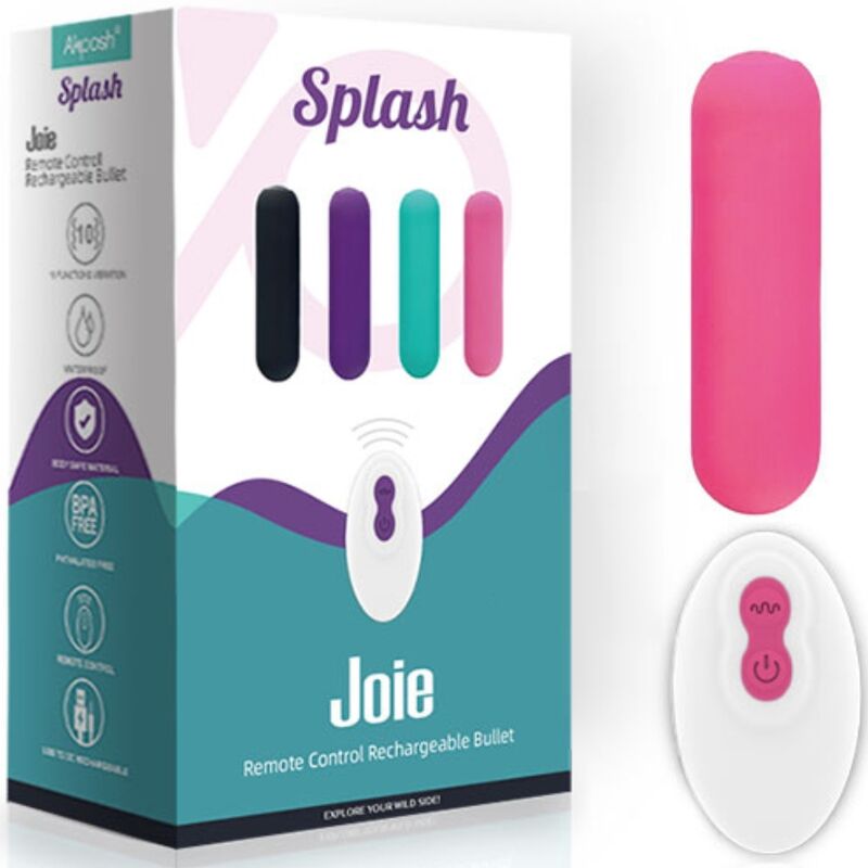 ARMONY - SPLASH JOIE VIBROMASSEUR BULLET TÉLÉCOMMANDE EN SILICONE 10 VIBRATIONS 75 X 19 CM ROSE