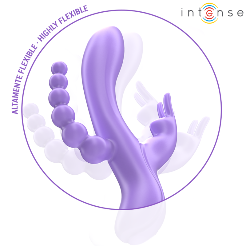 INTENSE - MIKO TRIPLE VIBROMASSEUR RABBIT & STIMULATEUR  ANAL 7 VIBRATIONS VIOLET