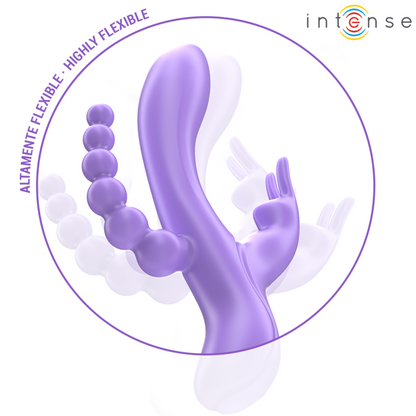 INTENSE - MIKO TRIPLE VIBROMASSEUR RABBIT & STIMULATEUR  ANAL 7 VIBRATIONS VIOLET