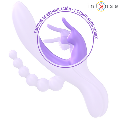 INTENSE - MIKO TRIPLE VIBROMASSEUR RABBIT & STIMULATEUR  ANAL 7 VIBRATIONS VIOLET