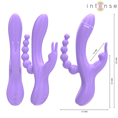 INTENSE - MIKO TRIPLE VIBROMASSEUR RABBIT & STIMULATEUR  ANAL 7 VIBRATIONS VIOLET