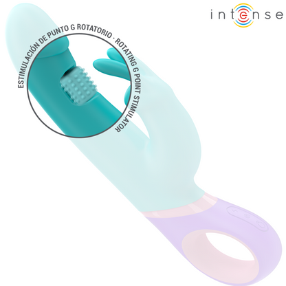 INTENSE - MONICA VIBROMASSEUR RABBIT AVEC STIMULATEUR DE POINT G ROTATIF BLEU