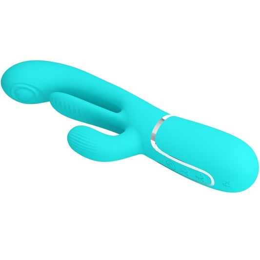 PRETTY LOVE - SHANIA TRIPLE VIBROMASSEUR RABBIT MULTIFONCTION 3 EN 1 BLEU
