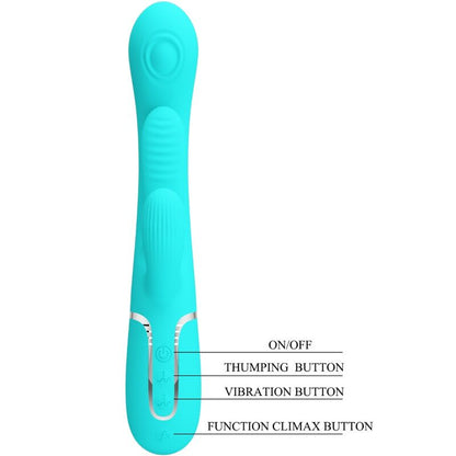 PRETTY LOVE - SHANIA TRIPLE VIBROMASSEUR RABBIT MULTIFONCTION 3 EN 1 BLEU