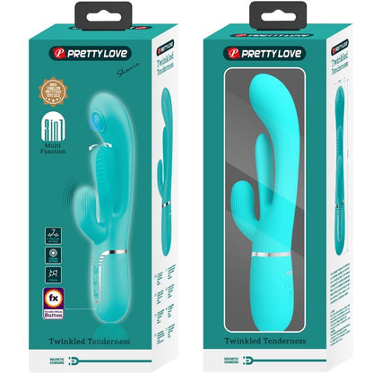 PRETTY LOVE - SHANIA TRIPLE VIBROMASSEUR RABBIT MULTIFONCTION 3 EN 1 BLEU