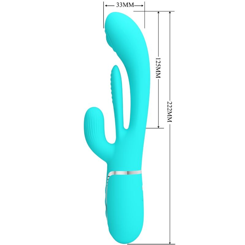 PRETTY LOVE - SHANIA TRIPLE VIBROMASSEUR RABBIT MULTIFONCTION 3 EN 1 BLEU