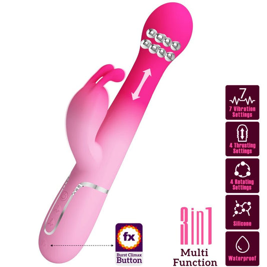 PRETTY LOVE - VIBROMASSEUR RABBIT MULTIFONCTION 3 EN 1 DEJON ROSE