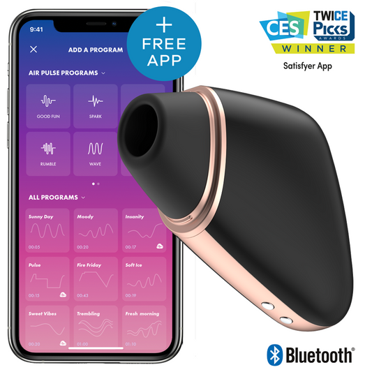 SATISFYER - STIMULATEUR CLITORIDIEN ET VIBRATEUR AIR LOVE TRIANGLE NOIR