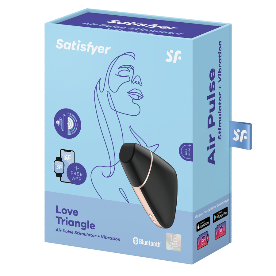 SATISFYER - STIMULATEUR CLITORIDIEN ET VIBRATEUR AIR LOVE TRIANGLE NOIR