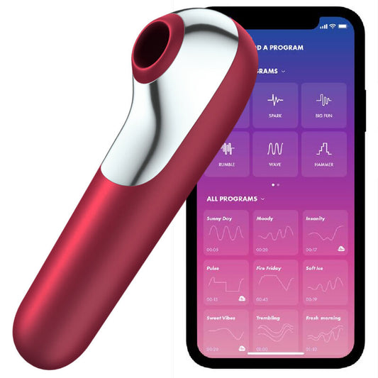 SATISFYER - STIMULATEUR CLITORIDIEN DUAL LOVE AVEC AIR PULSÉ ROUGE