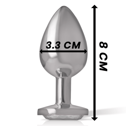INTENSE ANAL TOYS INTENSE - PLUG ANAL EN MÉTAL ALUMINIUM AVEC CRISTAL DARGENT TAILLE M