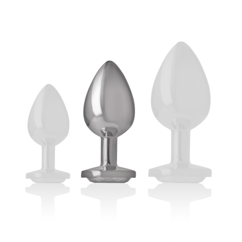 INTENSE ANAL TOYS INTENSE - PLUG ANAL EN MÉTAL ALUMINIUM AVEC CRISTAL DARGENT TAILLE M