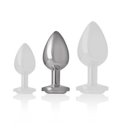 INTENSE ANAL TOYS INTENSE - PLUG ANAL EN MÉTAL ALUMINIUM AVEC CRISTAL DARGENT TAILLE M