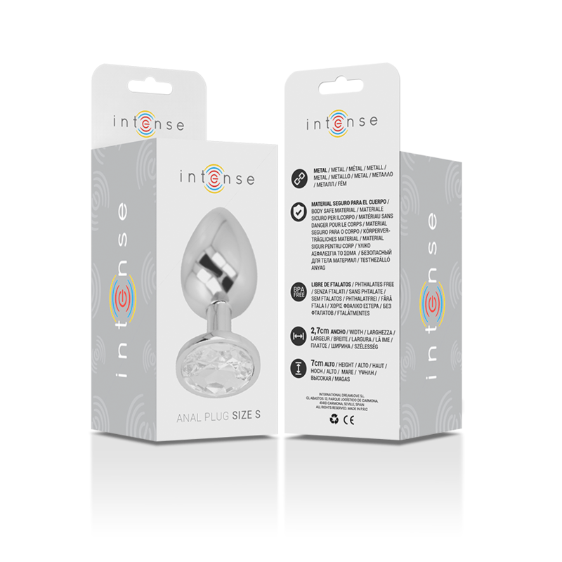 INTENSE ANAL TOYS INTENSE - PLUG ANAL EN MÉTAL ALUMINIUM AVEC CRISTAL DARGENT TAILLE S