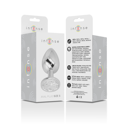 INTENSE ANAL TOYS INTENSE - PLUG ANAL EN MÉTAL ALUMINIUM AVEC CRISTAL DARGENT TAILLE S