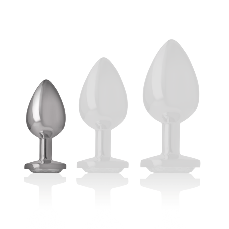 INTENSE ANAL TOYS INTENSE - PLUG ANAL EN MÉTAL ALUMINIUM AVEC CRISTAL DARGENT TAILLE S