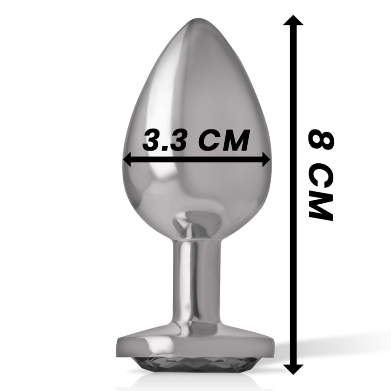 INTENSE ANAL TOYS INTENSE - PLUG ANAL EN MÉTAL ALUMINIUM AVEC VERRE NOIR TAILLE M