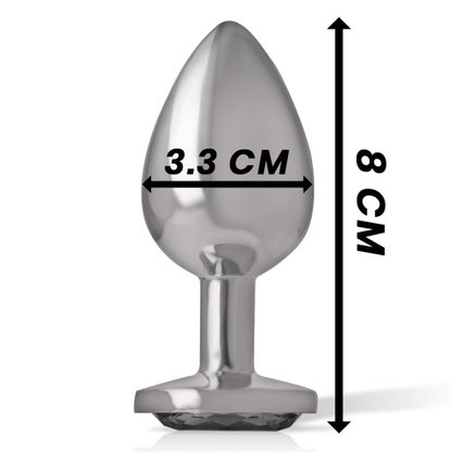 INTENSE ANAL TOYS INTENSE - PLUG ANAL EN MÉTAL ALUMINIUM AVEC VERRE NOIR TAILLE M