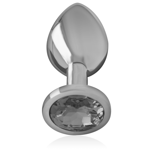 INTENSE ANAL TOYS INTENSE - PLUG ANAL EN MÉTAL ALUMINIUM AVEC VERRE NOIR TAILLE M