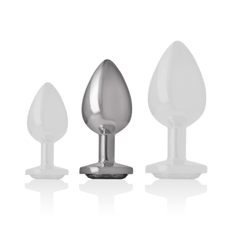INTENSE ANAL TOYS INTENSE - PLUG ANAL EN MÉTAL ALUMINIUM AVEC VERRE NOIR TAILLE M