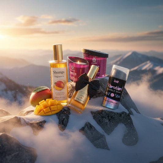 Crown Style LOT spécial glisse | Huile de massage + bougies de massage + stimulant clitoris + huile de massage bio