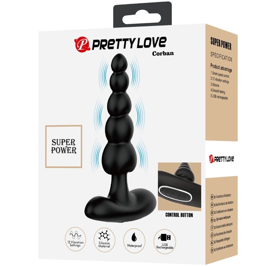 PRETTY LOVE PRETTY LOVE - PLUG ANAL VIBRANT CORBAN 10 VIBRATIONS NOIR