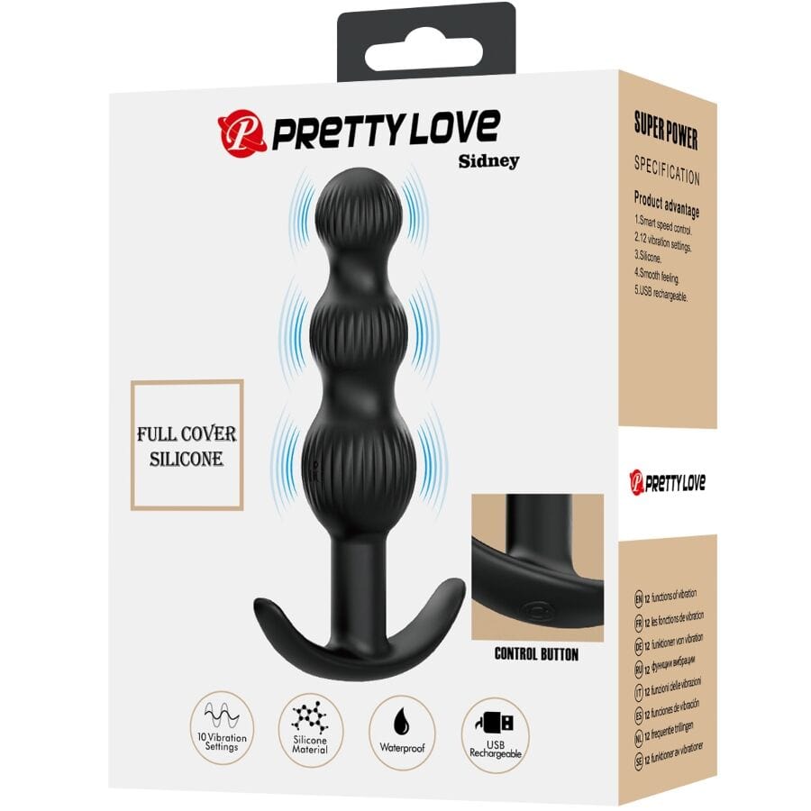 PRETTY LOVE PRETTY LOVE - PLUG ANAL VIBRANT SIDNEY 10 VIBRATIONS NOIR