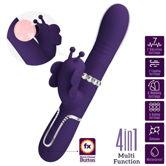 PRETTY LOVE FLIRTATION PRETTY LOVE - VIBRATEUR MULTIFONCTION LAPIN 4 EN 1 PAPILLON VIOLET