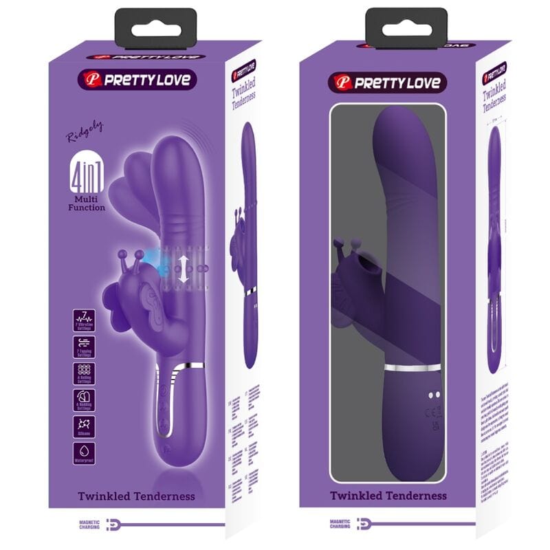 PRETTY LOVE FLIRTATION PRETTY LOVE - VIBRATEUR MULTIFONCTION LAPIN 4 EN 1 PAPILLON VIOLET
