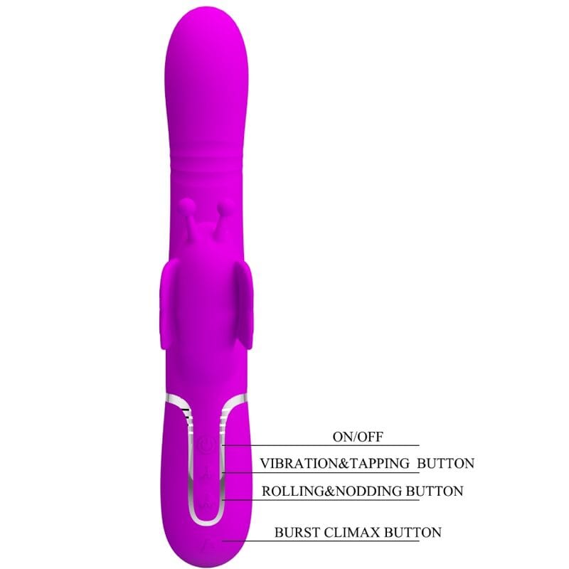 PRETTY LOVE FLIRTATION PRETTY LOVE - VIBROMASSEUR RABBIT MULTIFONCTION 4 EN 1 PAPILLON FUCHSIA