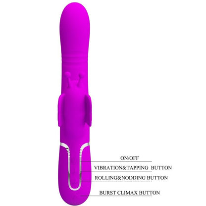 PRETTY LOVE FLIRTATION PRETTY LOVE - VIBROMASSEUR RABBIT MULTIFONCTION 4 EN 1 PAPILLON FUCHSIA