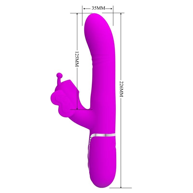 PRETTY LOVE FLIRTATION PRETTY LOVE - VIBROMASSEUR RABBIT MULTIFONCTION 4 EN 1 PAPILLON FUCHSIA