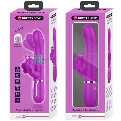 PRETTY LOVE FLIRTATION PRETTY LOVE - VIBROMASSEUR RABBIT MULTIFONCTION 4 EN 1 PAPILLON FUCHSIA