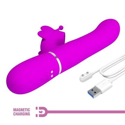 PRETTY LOVE FLIRTATION PRETTY LOVE - VIBROMASSEUR RABBIT MULTIFONCTION 4 EN 1 PAPILLON FUCHSIA
