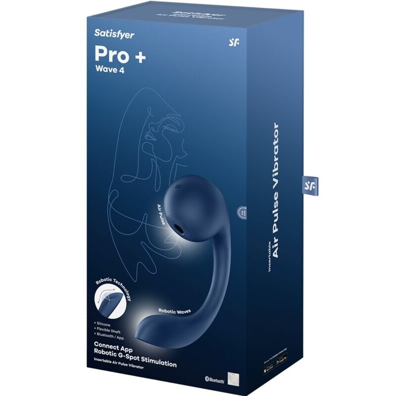 SATISFYER AIR PULSE SATISFYER - PRO+ WAVE 4 STIMULATEUR POINT G ET IMPULSION D'AIR APPLICATION GRATUITE BLEU FONCÉ