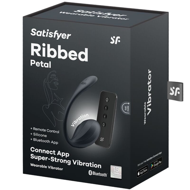 SATISFYER PARTNER SATISFYER - RIBBED PETAL TÉLÉCOMMANDE DE STIMULATEUR DE POINT G NOIR APPLICATION GRATUITE