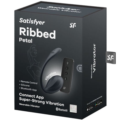 SATISFYER PARTNER SATISFYER - RIBBED PETAL TÉLÉCOMMANDE DE STIMULATEUR DE POINT G NOIR APPLICATION GRATUITE