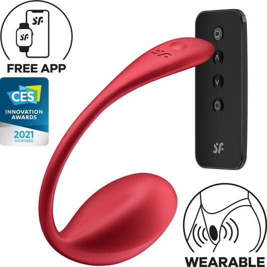 SATISFYER PARTNER SATISFYER - SHINY PETAL STIMULATEUR À TÉLÉCOMMANDE À DISTANCE G POINT ROUGE APPLICATION GRATUITE