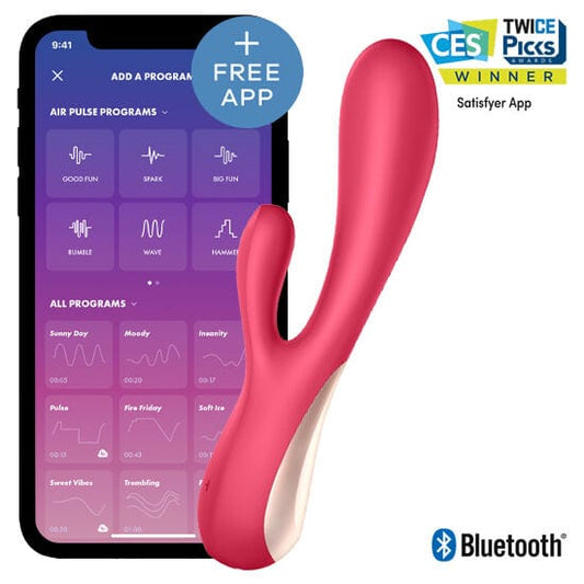SATISFYER CONNECT SATISFYER - VIBROMASSEUR RABBIT MONO FLEX ROUGE AVEC APPLICATION