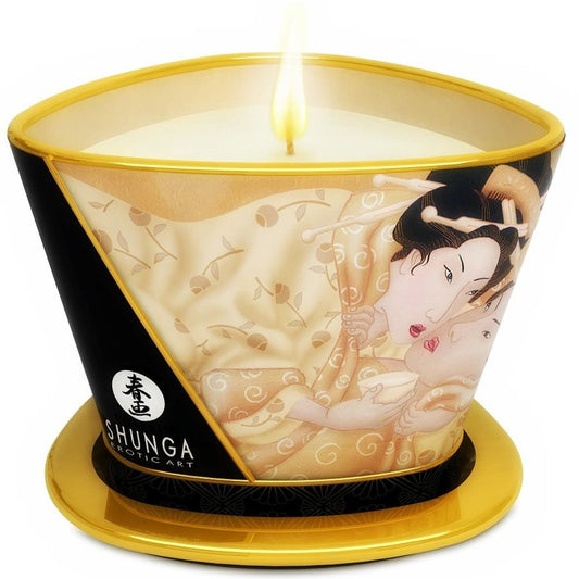 SHUNGA CANDLES SHUNGA - Bougie de massage vanille 170 ml Mini Caress par Candelight - Sensation Relaxante et Éveillante